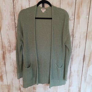 Mossimo Supply Chunky Cableknit Cardigan Cross Accent Sleeve Olive Green Size M